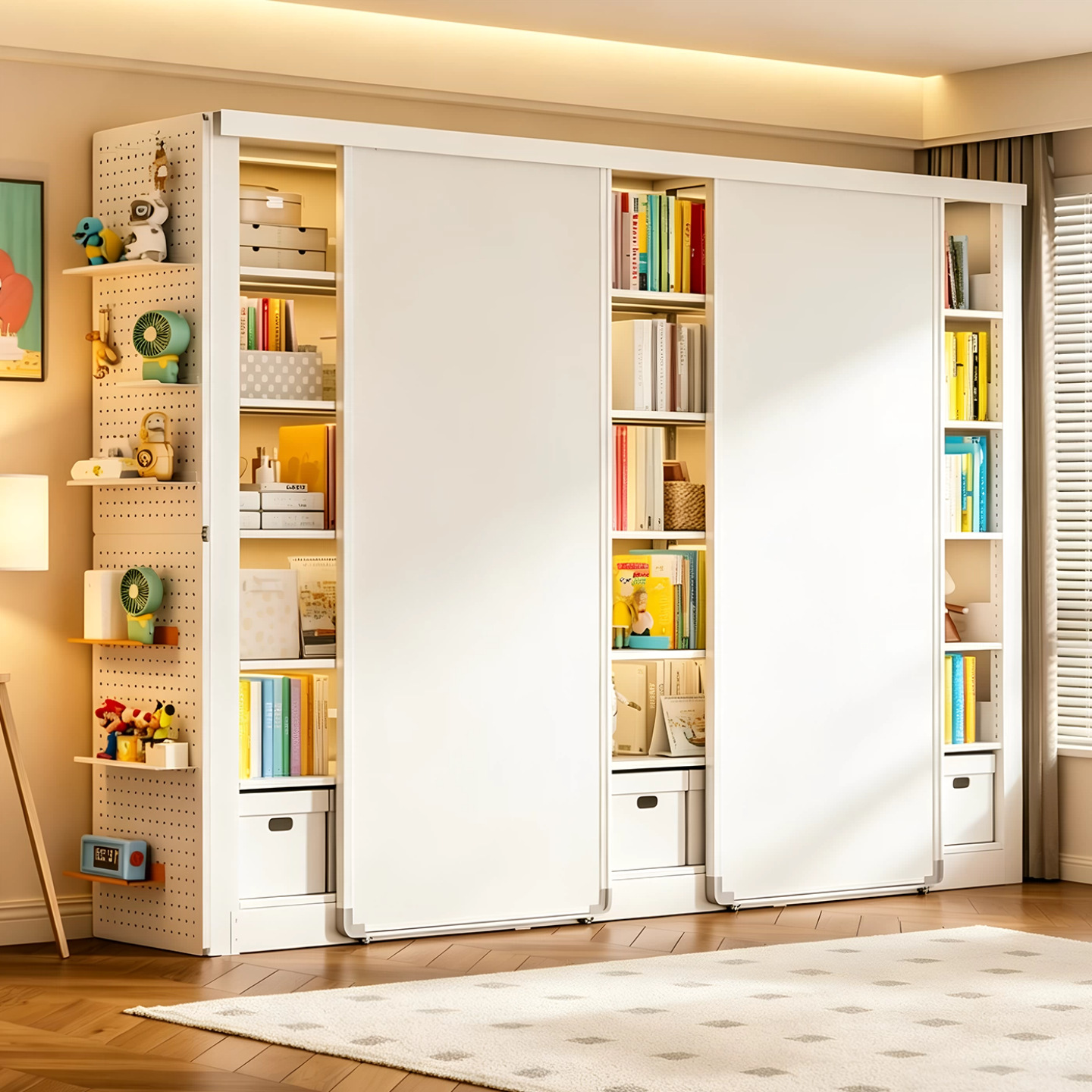 Steel library bookshelf whiteboard door with magnetic bookcase storage cabinet integrated children's picture book rack multi-layer storage rack