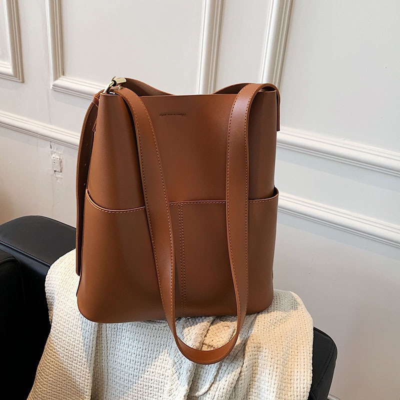 Elegant Women's Shoulder Bag High Capacity Versatile Bucket Bag_voghion.com
