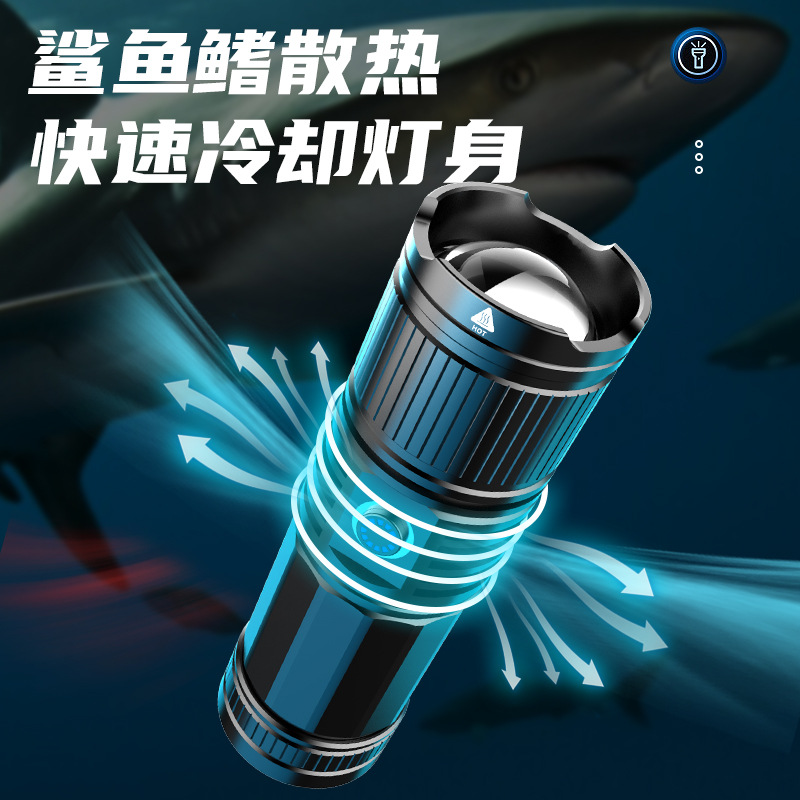 Linterna impermeable fuerte luz LED de largo alcance linterna telescópica al aire libre enfoque de luz blanca linterna láser al por mayor