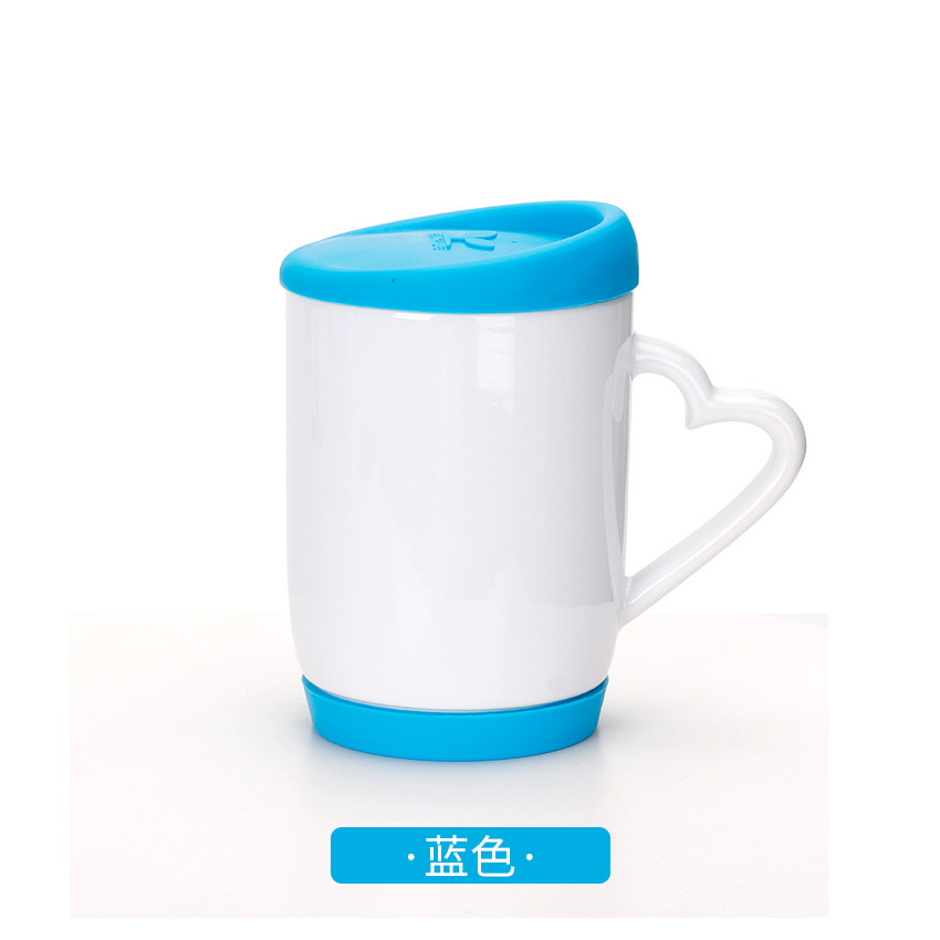 Taza blanca de transferencia de calor Taza con tapa de silicona Diy Taza de impresión personalizada Taza publicitaria Taza de cerámica en blanco