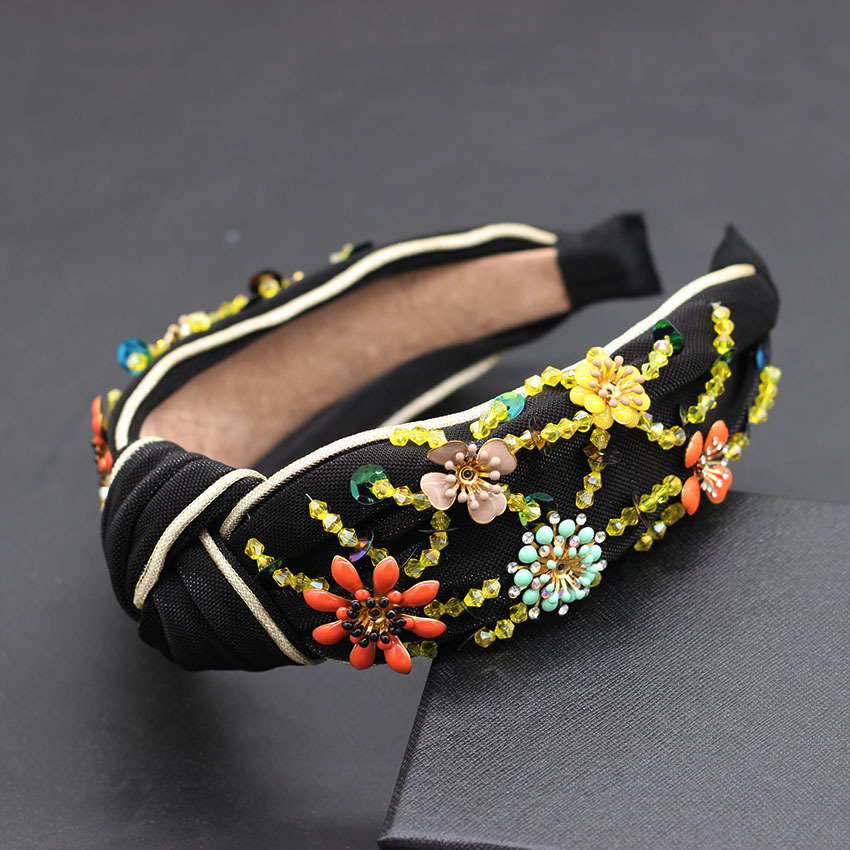 Fashion Style Fashion Plaid Flower Cloth Rhinestone Hair Band 1 Piece