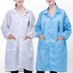 静電気防護服、フード付きロング作業服、防塵コート、電子工場用青白防塵服、男女兼用食品工場用保護服