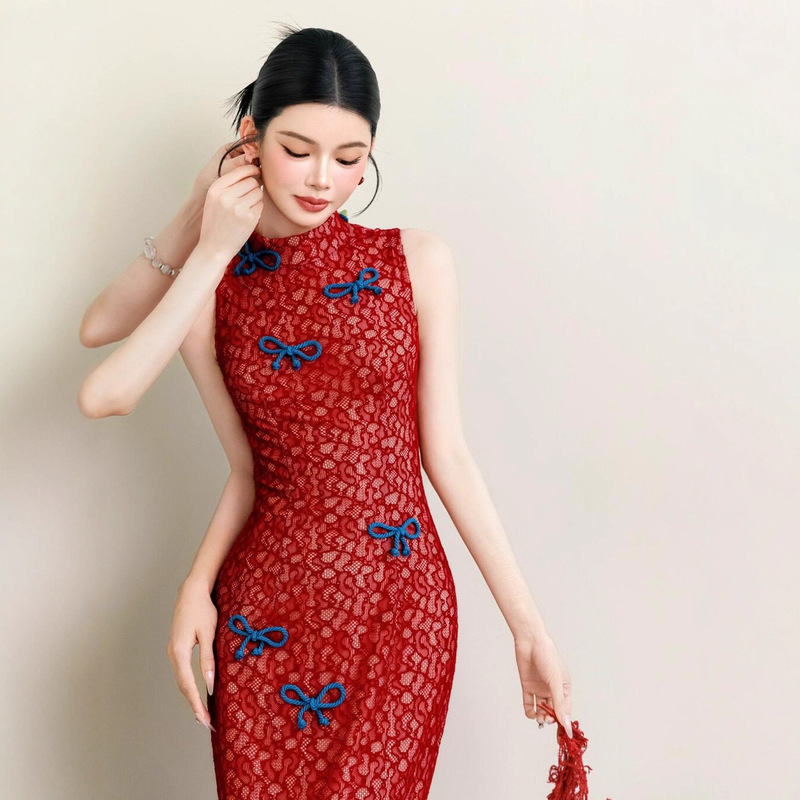 新娘晨袍女轻奢小众高端敬酒服订婚结婚礼服修身新中式红色旗袍裙|undefined