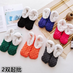 Cross-border autumn and winter socks wool sherpa solid color floor socks sweet and warm women's thickened socks sets confinement socks