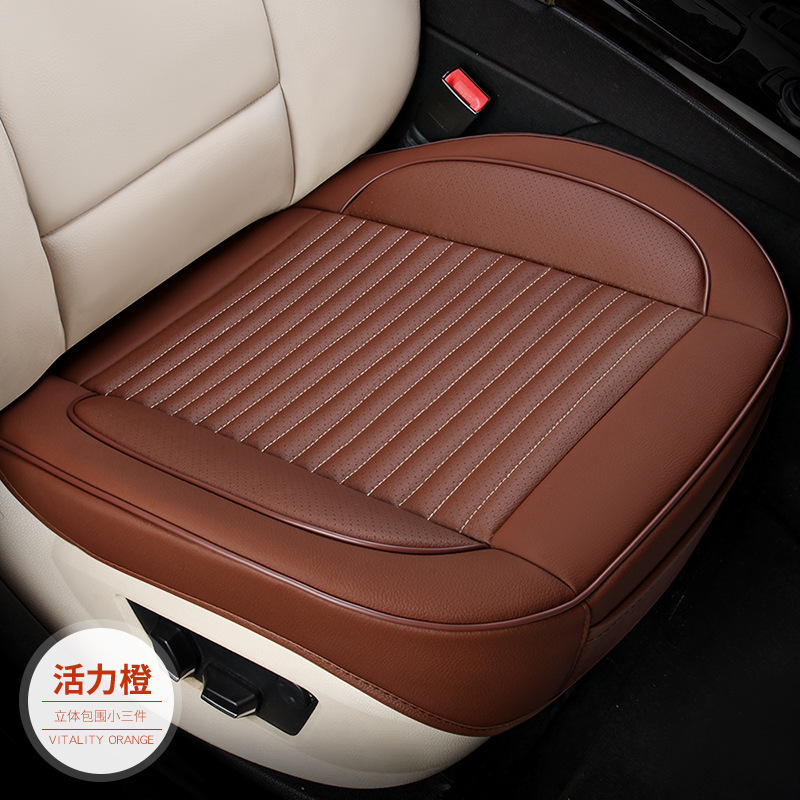 Universal – Universal Full Seat cushion, seat cover - vibrant-orange-leather-single-full-cover-no-backrest