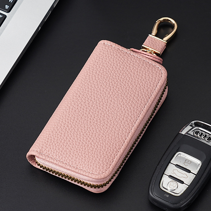 Nueva moda Litchi patrón multifuncional clave caso hombres y mujeres clave de almacenamiento de cuero caso de gran capacidad integrada clave bolsa