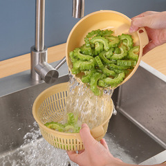 北歐雙層瀝水籃洗菜籃滴水籃便攜廚房塑料鏤空瀝水淘米多用瀝水籃