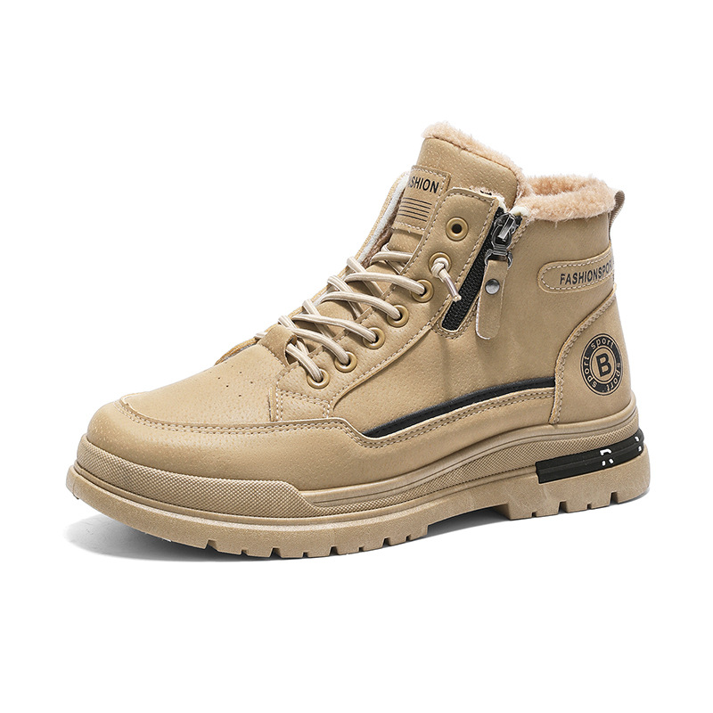Men's Winter Fleece-Lined High-Top Martin Boots, Men's Work Shoes, Non-Slip, Wear-Resistant, Thickened And Warm Cotton S_vogvips.com