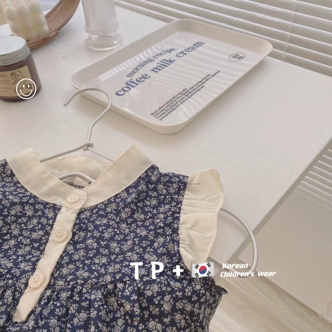 Corea del Sur ropa para niños vestido de niña 2023 vestido de verano niña floral manga voladora vestido de princesa vestido de chaleco de estilo coreano Retro