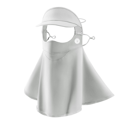Summer sun protection neck mask, full face protection, anti-UV, women's ear-hanging ice silk veil, brim sunshade