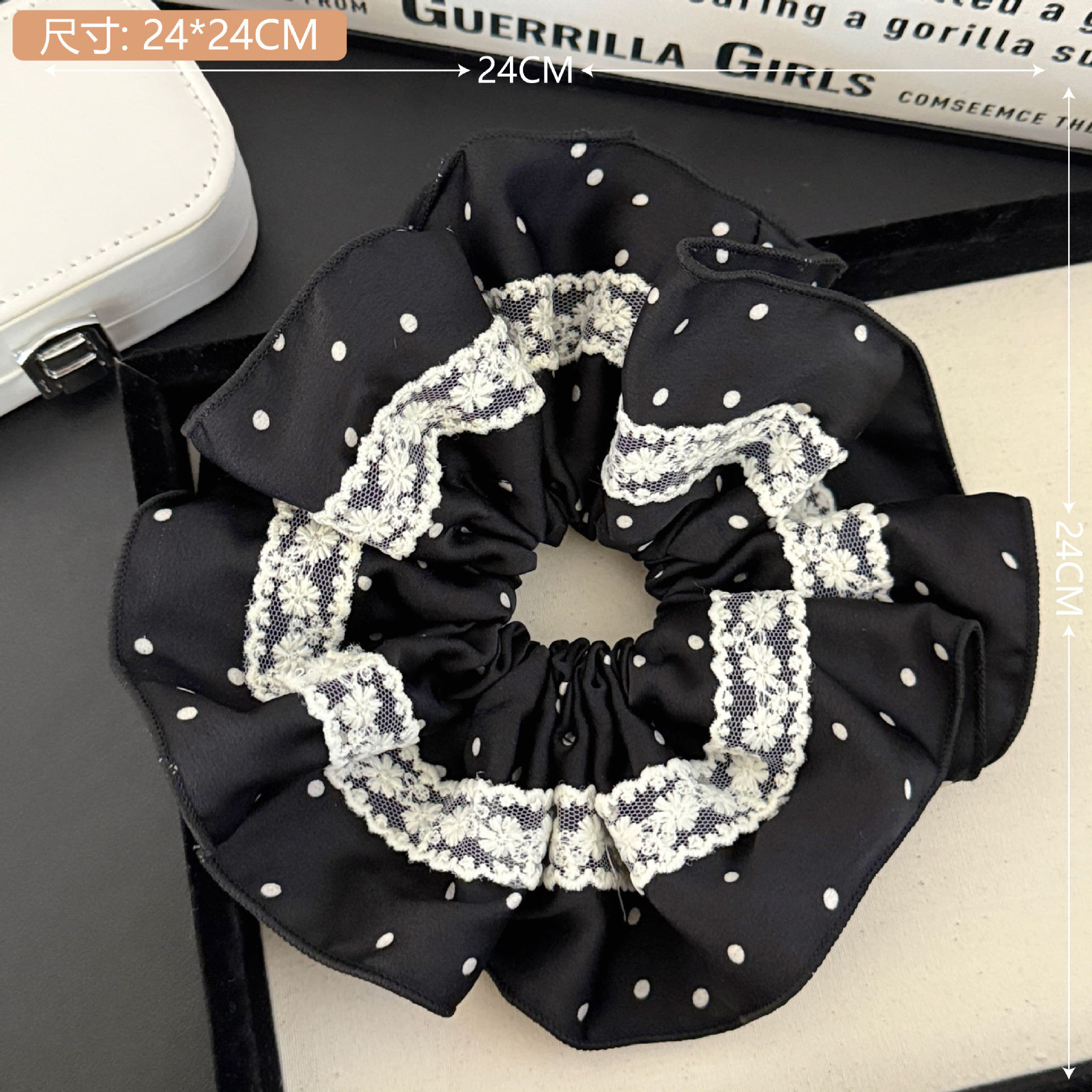 Frase bordada arco dulce anillo de cabello intestino de alta sensibilidad de la niña encaje cuerda de cabello suave adornos para el cabello