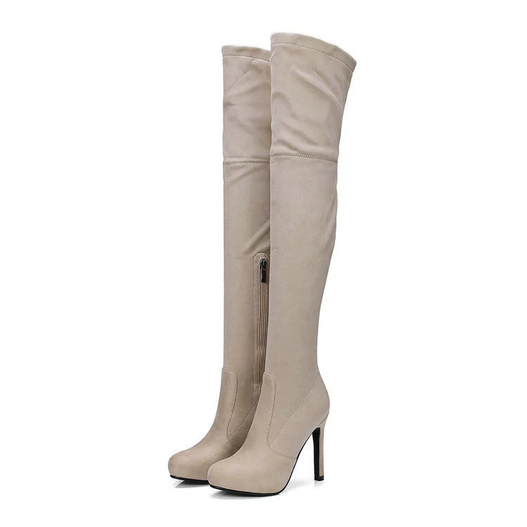 High demi-season elastic high boots, plus size
