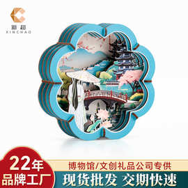 中国风木制立体拼图西湖3D立体创意模型旅游纪念品木质立体拼图