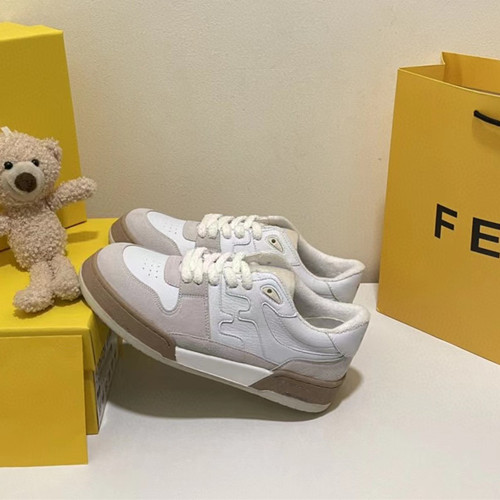 High-version F-brand sneakers for women,  casual color-matching leather-lined versatile couple's board shoes for both men and women