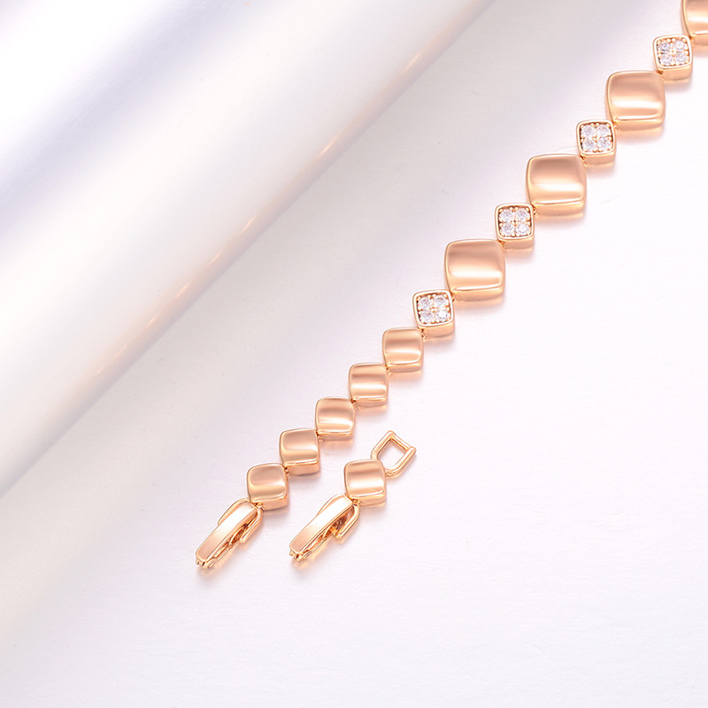Pulsera de Empalme Geométrico Cuadrado de Aleación de Cobre Galvanizada para Mujer