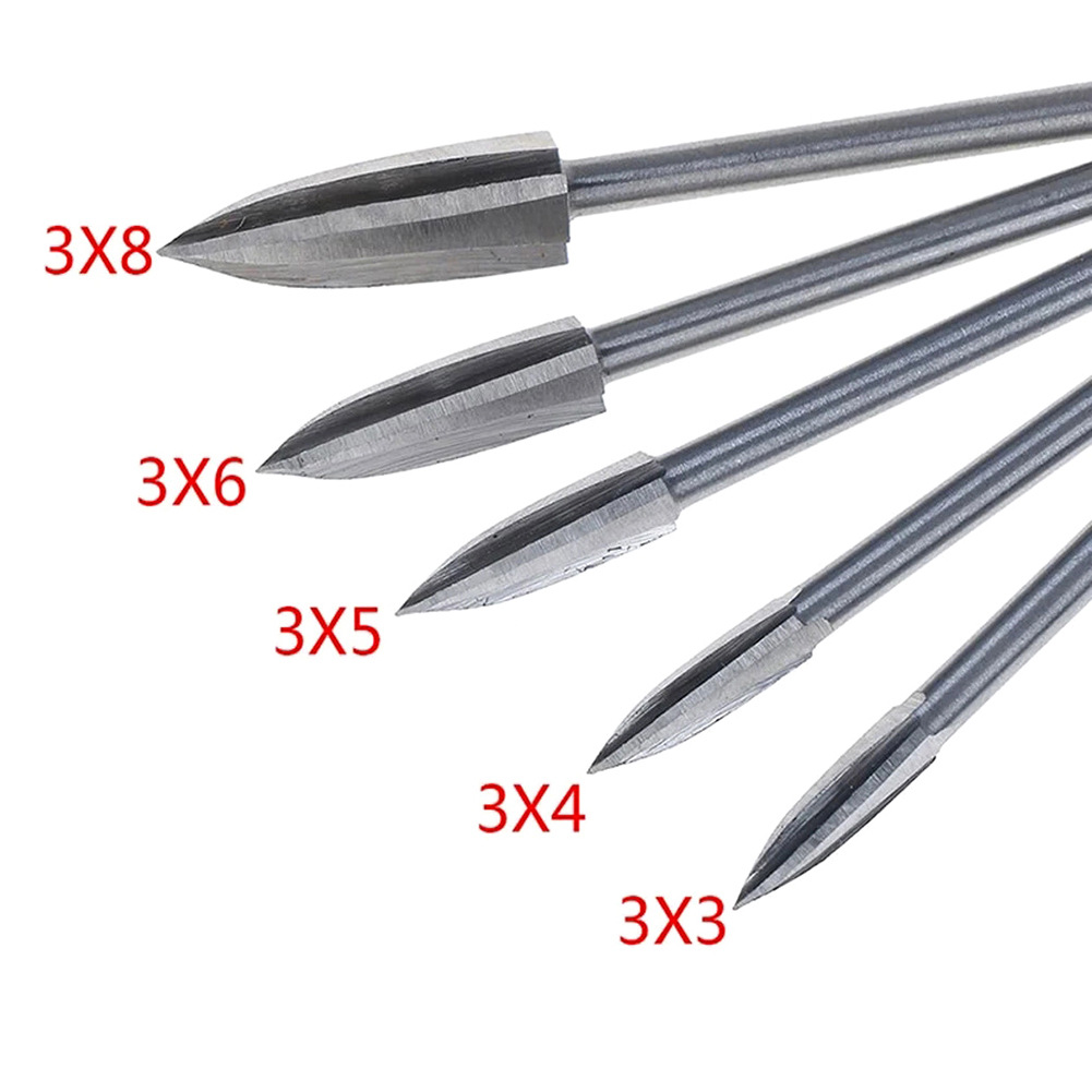 Venta al por mayor Punta de carpintería cuchillo de talla de tres hojas 5-pieza de carpintería eléctrica cuchillo de talla raíz núcleo de madera máquina de grabado talla cabeza de corte