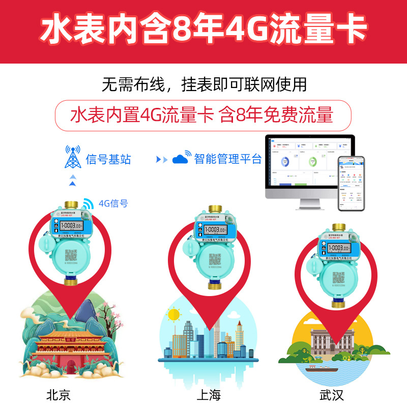 手机缴费扫码预付费无线4G物联网智能水表远程抄表家用自来水表