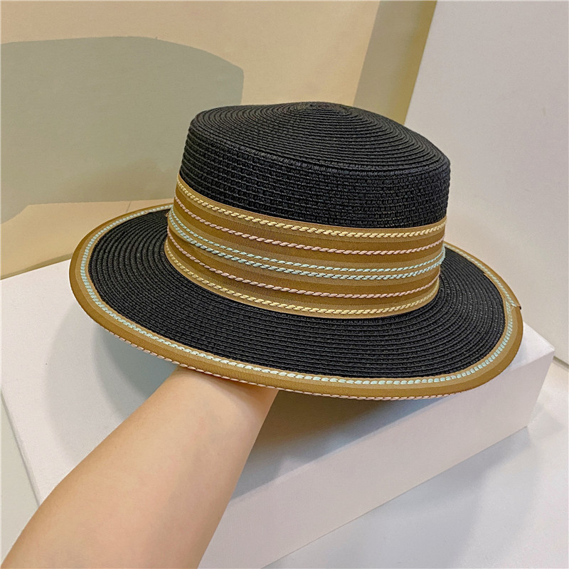 Unisex Ethnic Style Solid Color Flat Eaves Straw Hat display picture 3