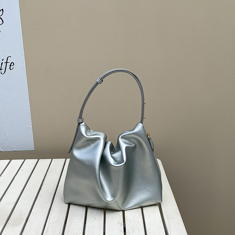 Nuova borsa a tracolla con cerniera laterale creativa per donna, borsa a mano alla moda e semplice, borsa sottobraccio in morbido PU con arco di trionfo_voghion.com