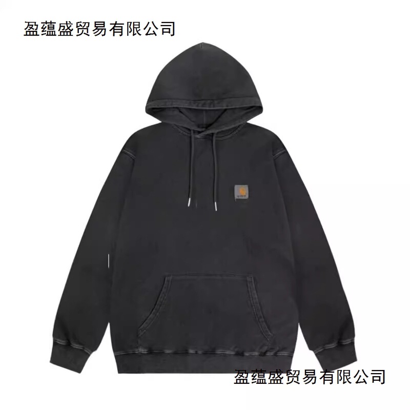 2025 Carhartt Washed Distressed Hooded Pullover Sweatshirt for Men and Women Workwear Casual Loose Couple Jacket Trendy
