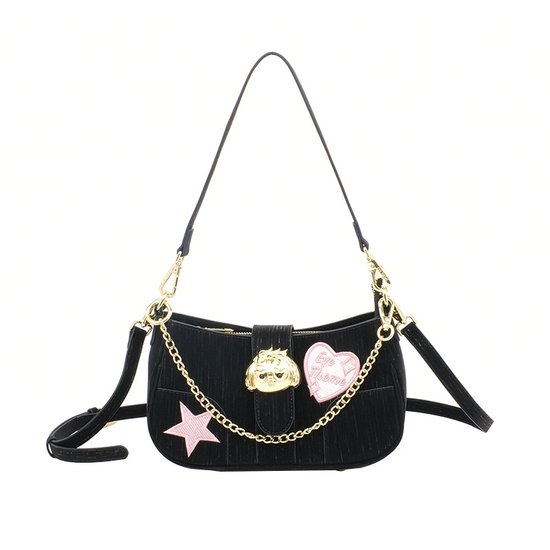 2025 dama bordada adorable tendencia PU suave cadena de pan de hombro cremallera estilo de moda 2822 #