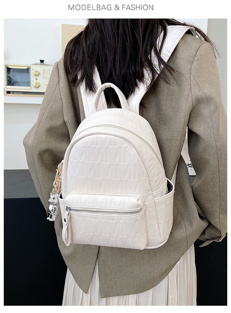 Backpack women British embossed letter backpack Hong Kong style commuting soft leather texture college student schoolbag_voghion.com