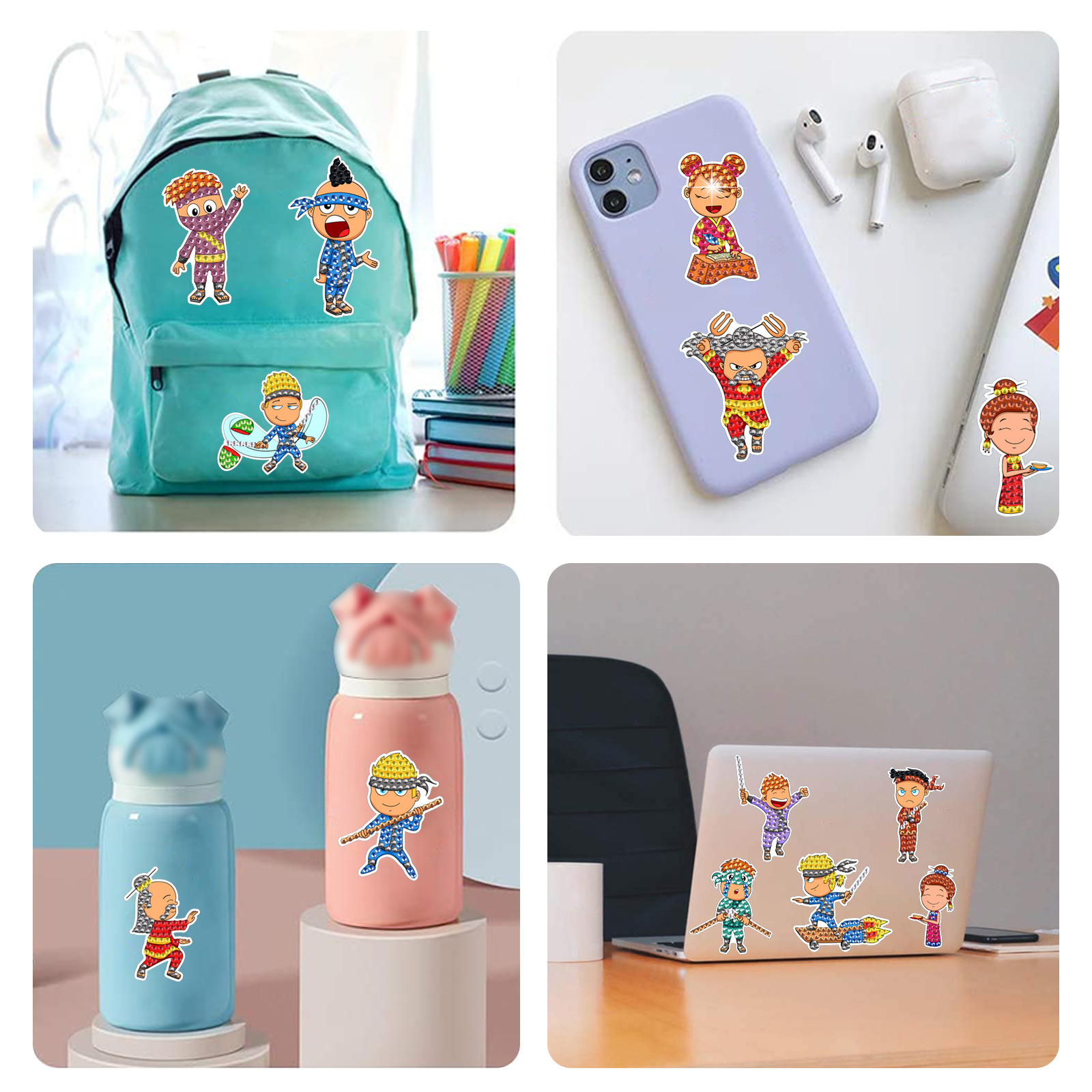 Venta caliente personaje ninja pintura de diamantes pegatinas al azar pintura de mampostería de bricolaje pegatinas de dibujos animados para niños hechas a mano cristal diamante brillante