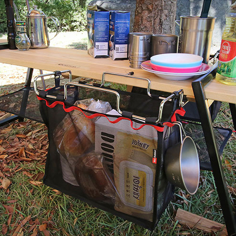 xyf户外野营便携收纳架野餐桌置物架挂网烧烤工具包厨房杂物收纳