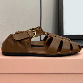 25夏季新款潮流时尚百搭经典舒适编织镂空包头凉鞋女猪笼鞋凉鞋