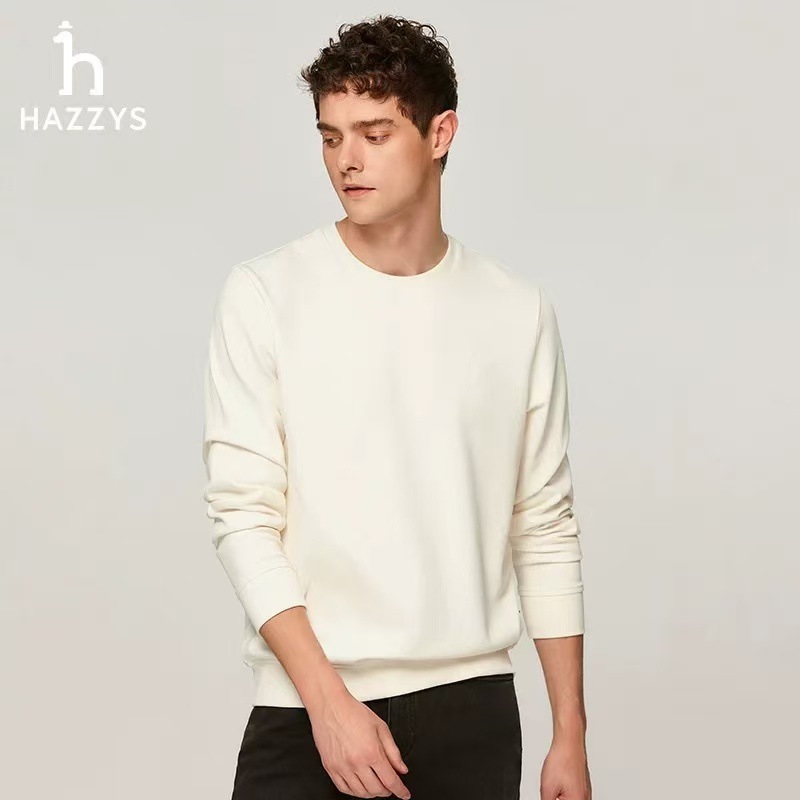跨境Hazzys哈吉斯男装卫衣春夏简约时尚宽松休闲圆领套头上衣|undefined