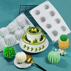 3xin 8-in-a-row cactus French mousse silicone mold DIY mousse cake chocolate jelly pudding mold