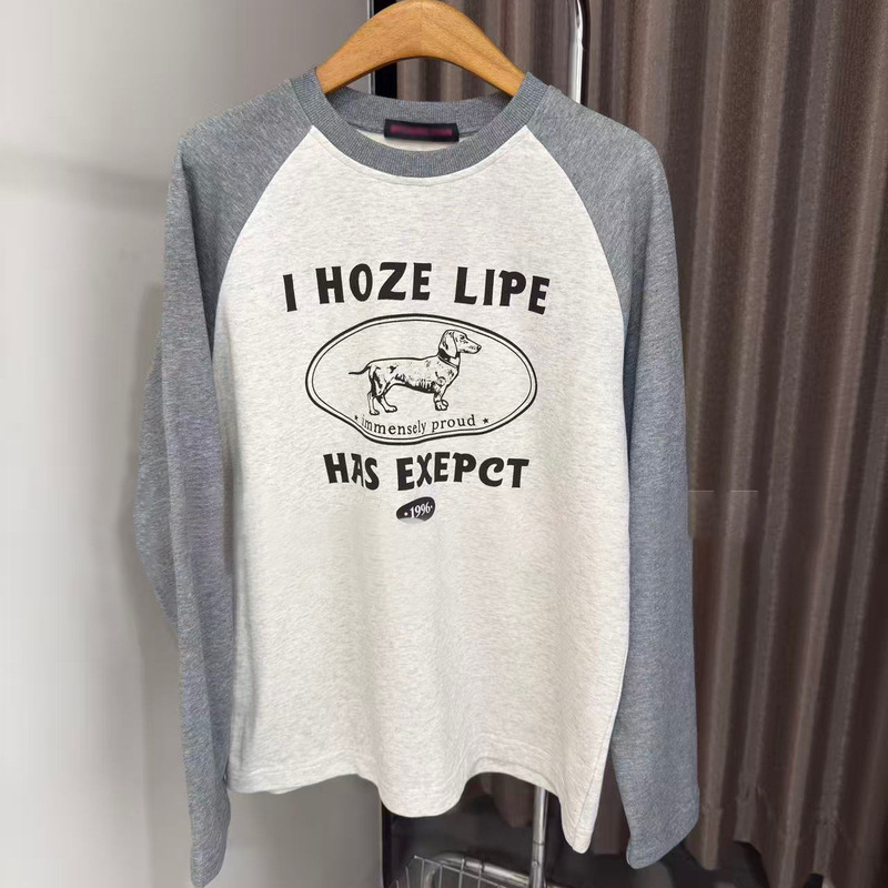 [Weekend Home Plan B] Italian Red Label ~ Retro Dachshund Print Raglan Sleeve T-Shirt