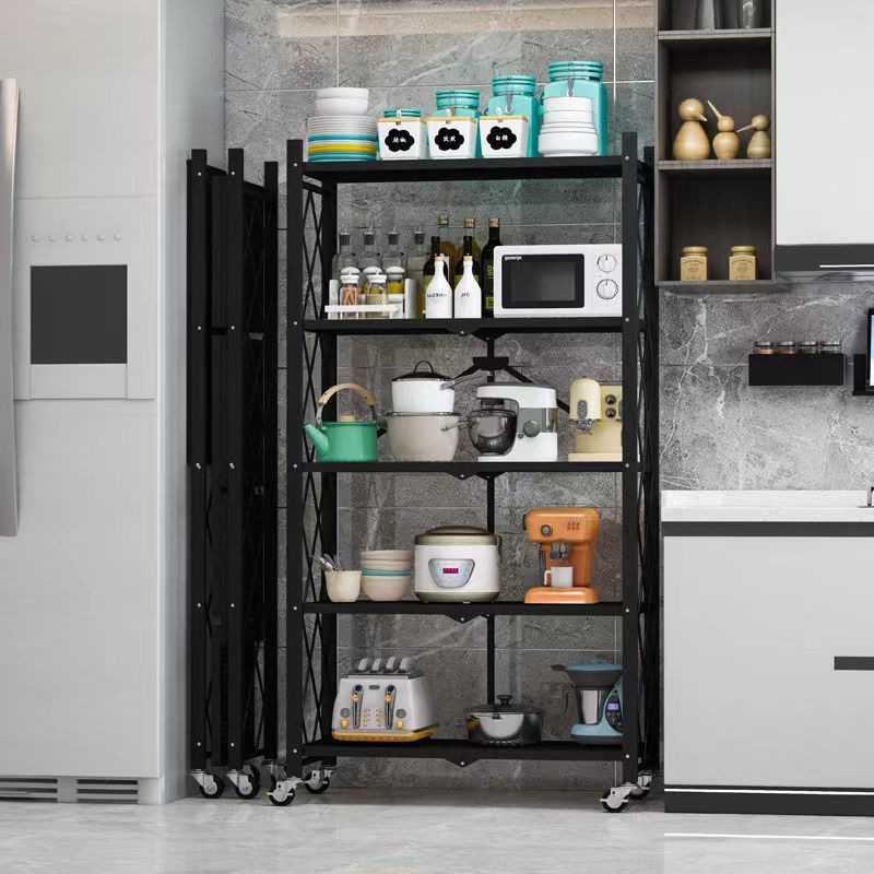 설치가 필요 없는 접이식 주방 수납선반, 카트형 수납랙, 침실 신발장, 화분대, 책장, 바닥형 전자레인지대