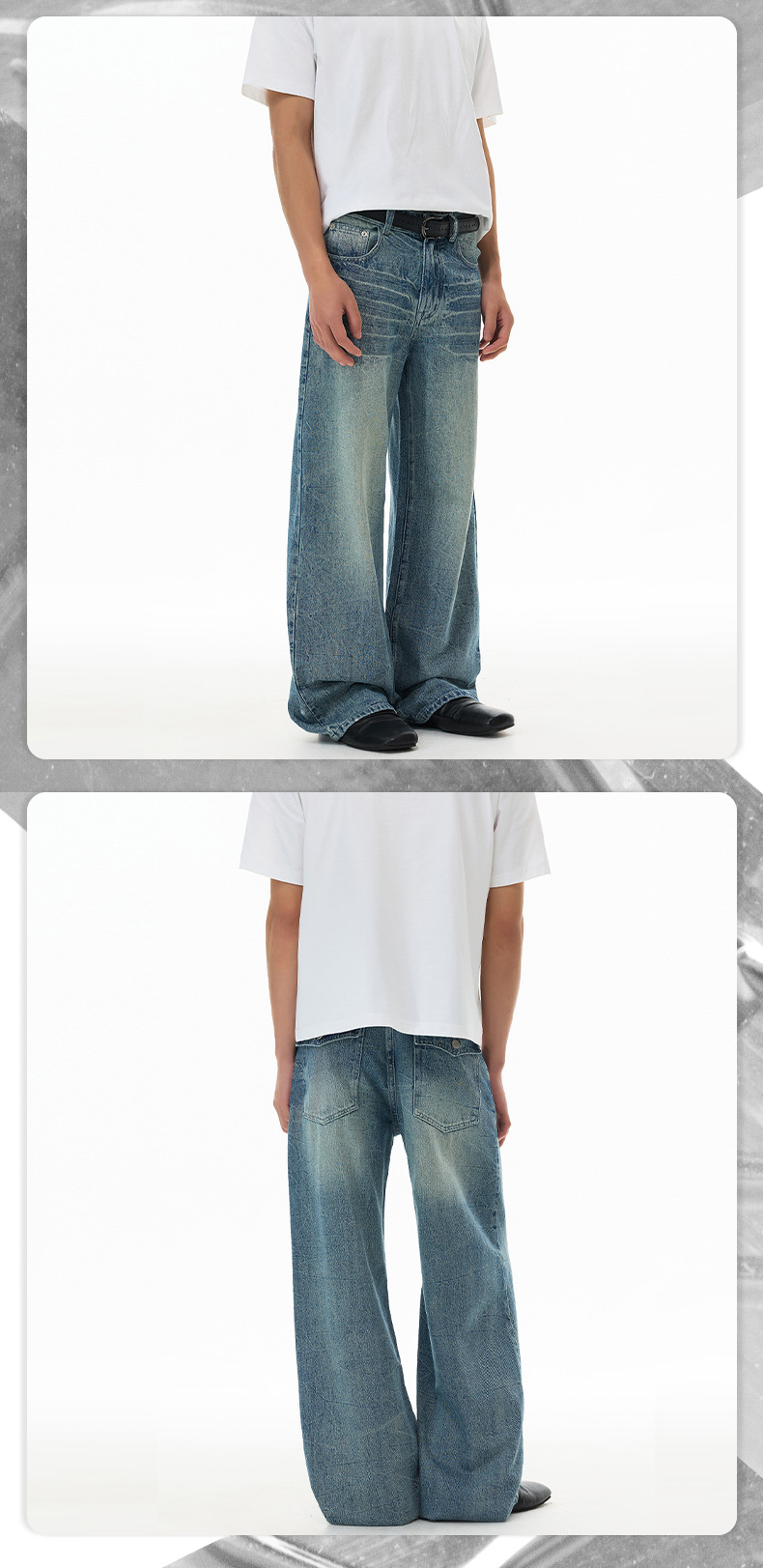 LKTM Vintage Lightning Bolt & Cat Whisker Jeans Men's Baggy Loose Fit Distressed Denim Pants Streetwear Drag Pants for Men And Women_viptrois.com