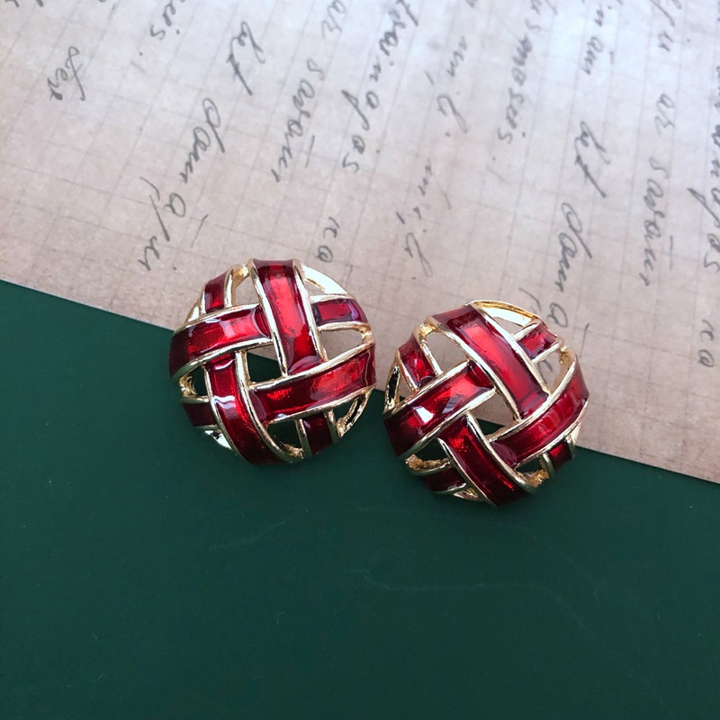 Retro Red Glaze Earrings display picture 6