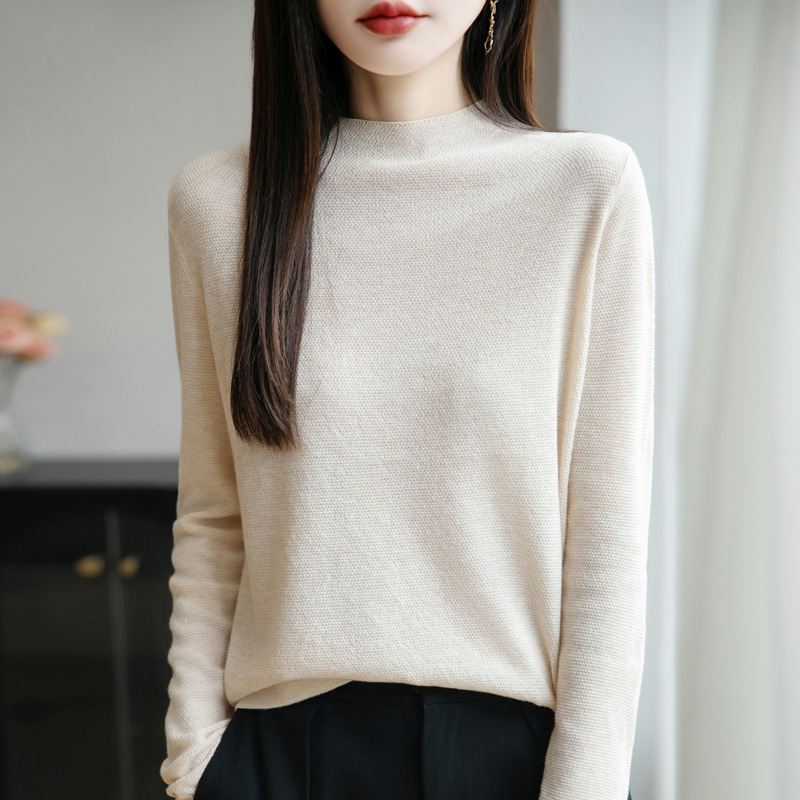Demi-season elegant solid color knitted base body-friendly design…