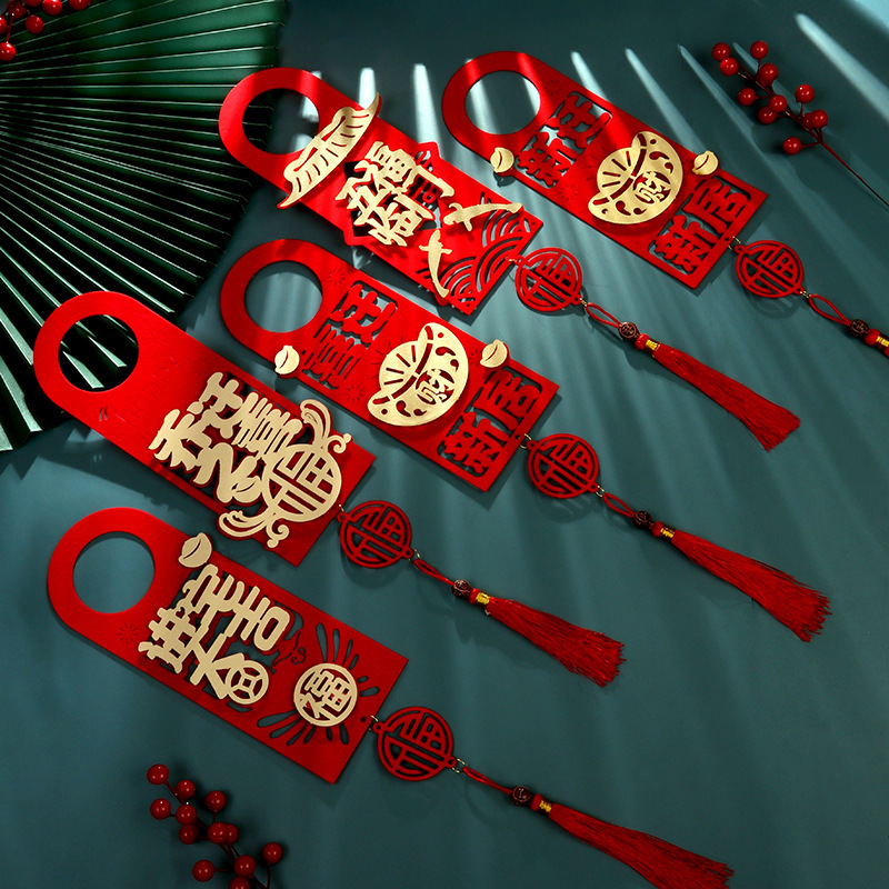 Branding wholesale moving supplies new door handle hanging ornament tassel moving house decoration stereoscopic velvet non-woven hanging decoration