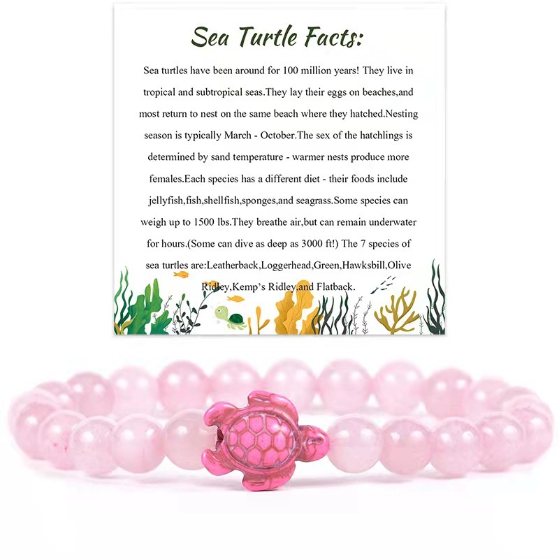 Amazon Explosions White Pine Agate Powder Crystal Bracelet Beach Seaside Turtle Simple Bracelet Wholesale Cross-border