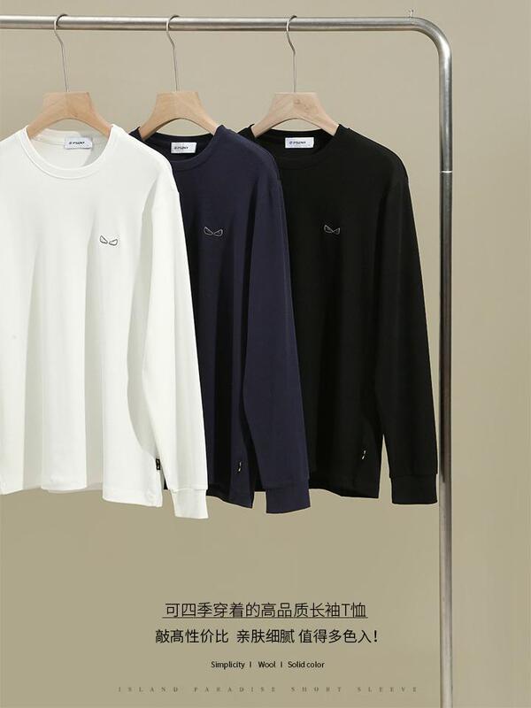 FF家奢品！铜氨水柔棉秋季男士320克重磅圆领长袖T恤打底衫22304|undefined