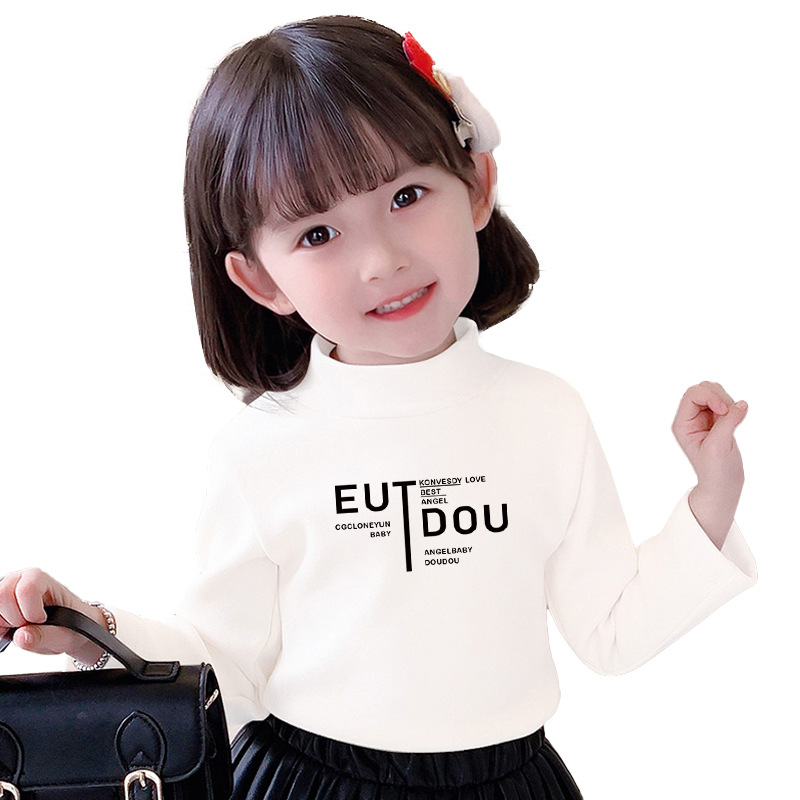 2023 nuevo Otoño e Invierno 3-8 años media camisa de fondo de cuello alto para niños ropa interior cálida para bebés de terciopelo camiseta