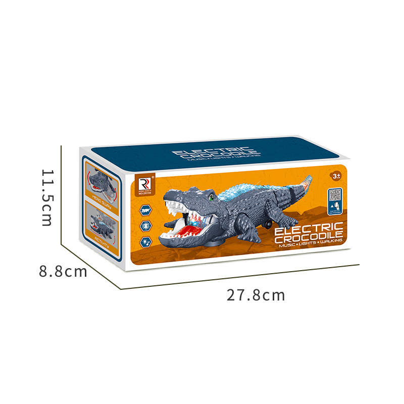 Nuevos productos transfronterizos eléctricos universal oscilante cocodrilo efectos de sonido iluminación simulación animal rastreo juguetes para niños al por mayor