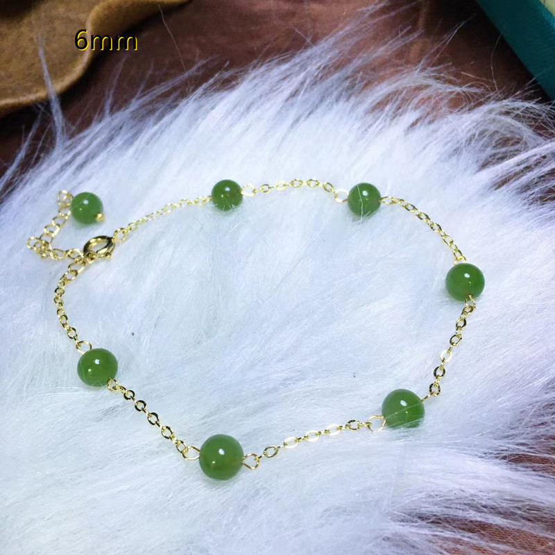 Women's Hotan Jasper Bracelet Small Jasper Clavicle Bracelet Fresh 14K Bag Gold Chain Simple Women's Hotan Jasper Bracelet Small Jasper Clavicle Bracelet Fresh 14K Bag Gold Chain Simple
