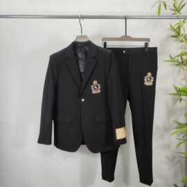 欧美式学院风徽章西装套装男士商务休闲西服西裤跨境现货一件代发