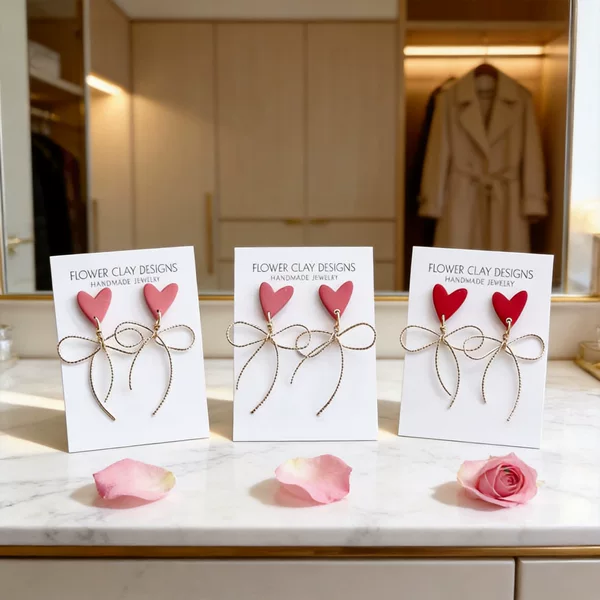 New cross-border Valentine's Day heart-shaped enamel earrings with a soft clay texture design for women's fashion jewelry