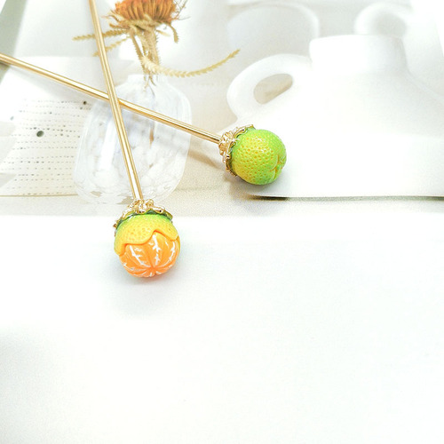 Personalized fashionable orange fruit hairpin for women, fashionable and cute hairpin, high-end and versatile hair accessories for daily matching