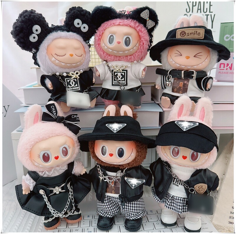 17cm Labubu Baby Clothes First and Second Generation Sitting Party Pendant Leather Jacket Outwear Leather Skirt Dress Dress 17cm Labubu Baby Clothes First and Second Generation Sitting Party Pendant Leather Jacket Outwear Leather Skirt Dress Dress
