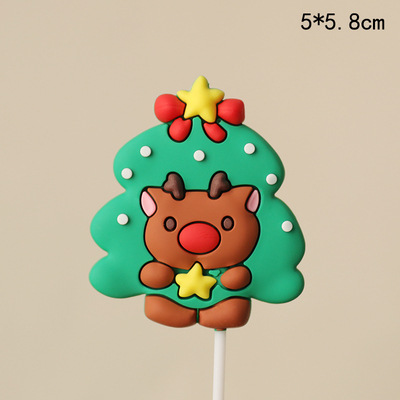 2024 decoración de pastel de Navidad árbol de Navidad anillo de césped pegamento suave Santa Claus decoración de copo de nieve plug-in de Navidad