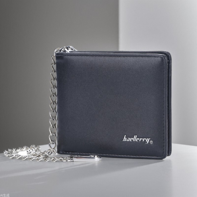 New men's short wallet Baellerry European and American open multi-card wallet fashion chain ticket holder wholesale