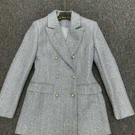 2025新品法式小众别致时髦设计感重工粗花呢亮片西装外套式连衣裙