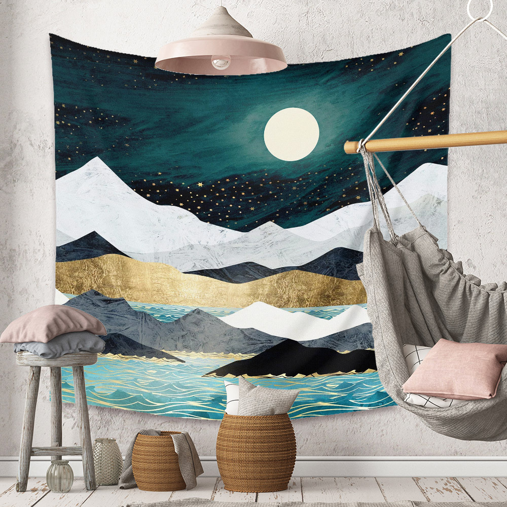 Bohemian Moon Mountain Painting Wall Cloth Decoration Tapestry Wholesale Nihaojewelry display picture 47